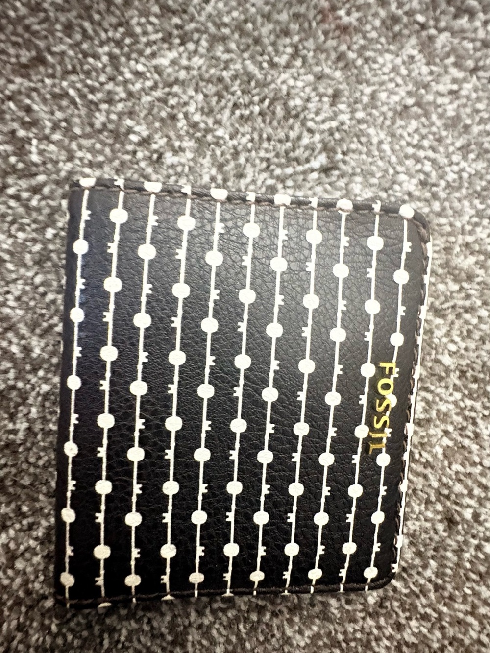 Fossil Black and White Dot-Stripe Card Wallet